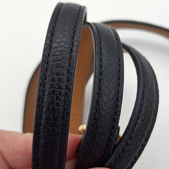 Coach Black Pebbled Leather 0.5" X 45" Strap Gold Tone Lobster Clasps - Picture 4 of 7